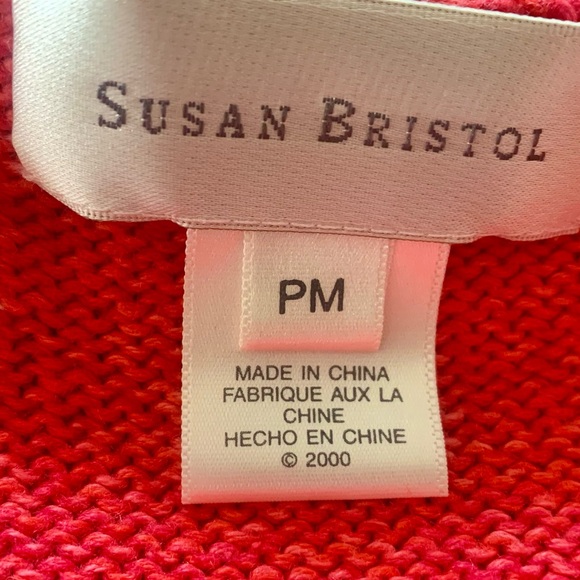 Susan Bristol Lemons & Oranges Short Sleeve Red Cardigan Sweater - Picture 4 of 6